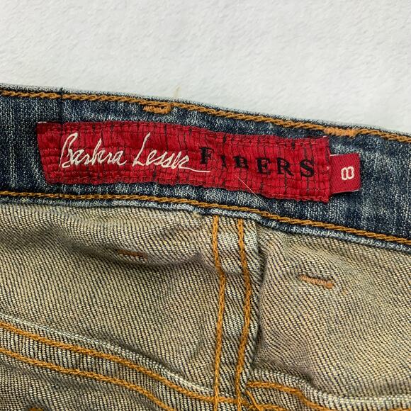 Barbara Lesser Fibers Bootcut Womens Sz 8 Gold Studded Light Wash Denim Jeans - Picture 6 of 10